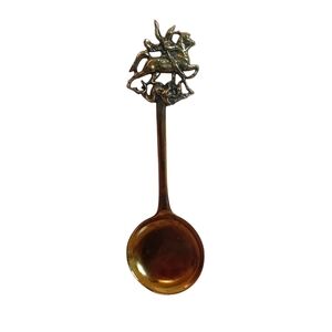 Antique St‎ George Brass Collector's Collectible Spoon Soldier Riding Horse 5"